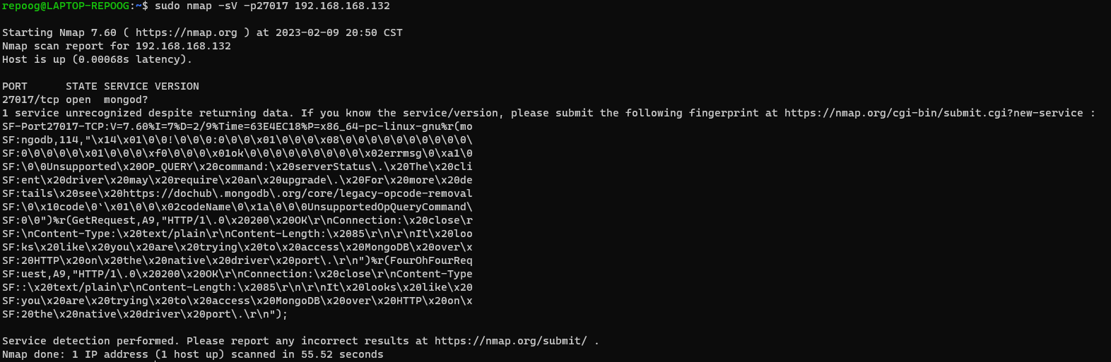 Nmap无法识别MongoDB版本
